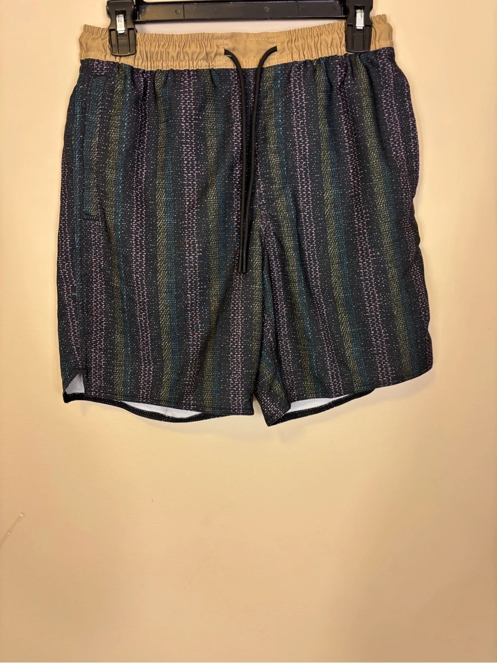 Stance Swim Shorts in Black with Green & Purple Stripes Men’s Small
